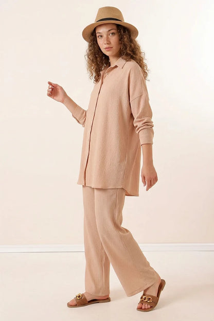 Kadın Gömlek Yaka Oversize İkili Takım – Renk Seçenekleri 1