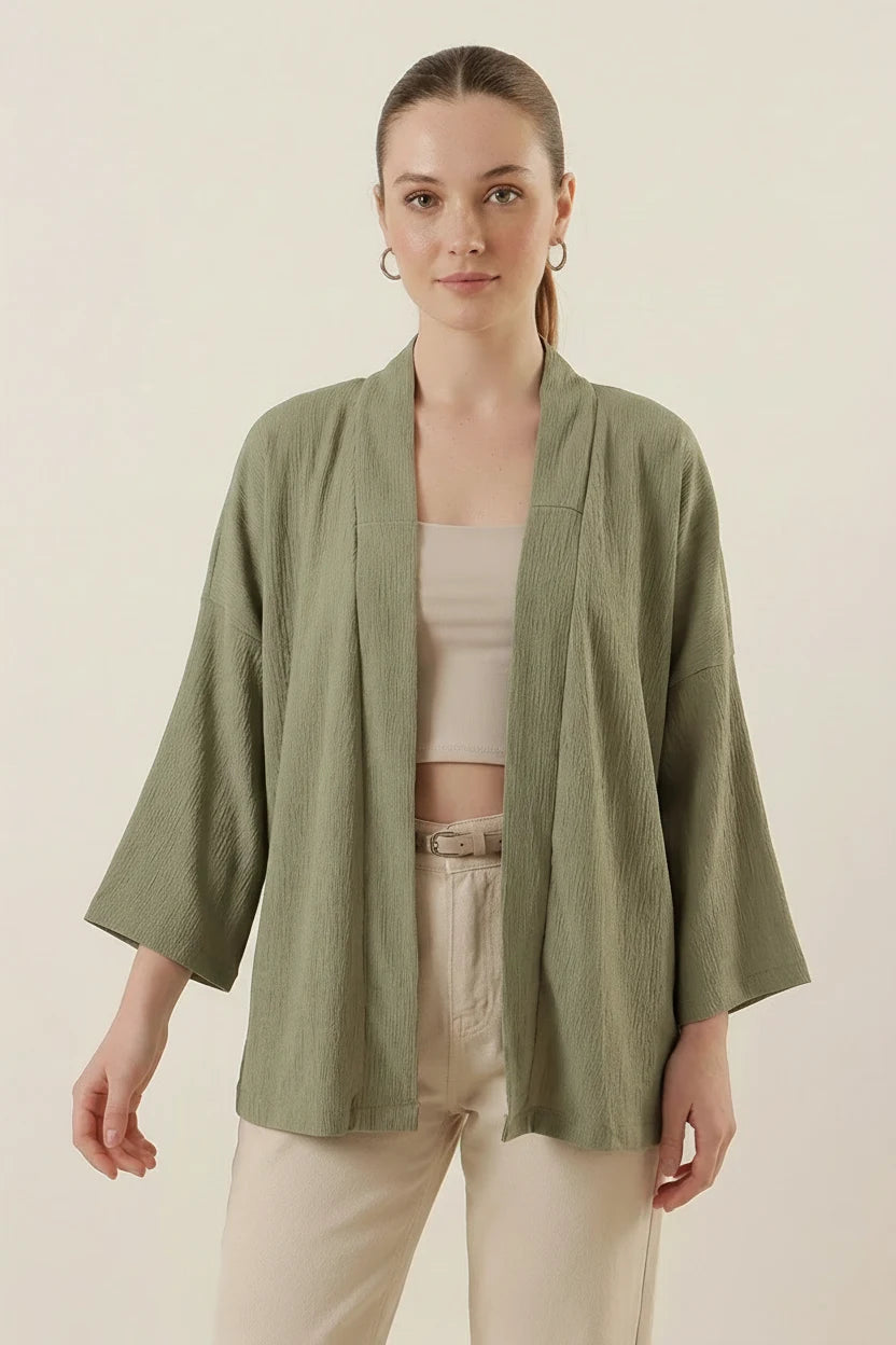 Kadın Hakim Yaka Çağla Yeşili Kimono