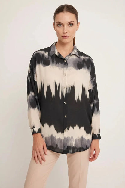 Kadın Oversize Desenli Gömlek