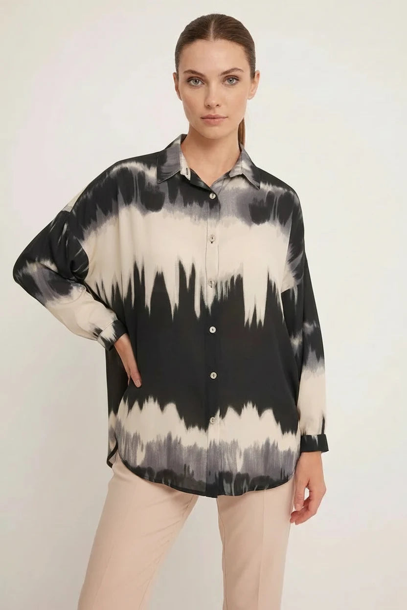 Kadın Oversize Desenli Gömlek