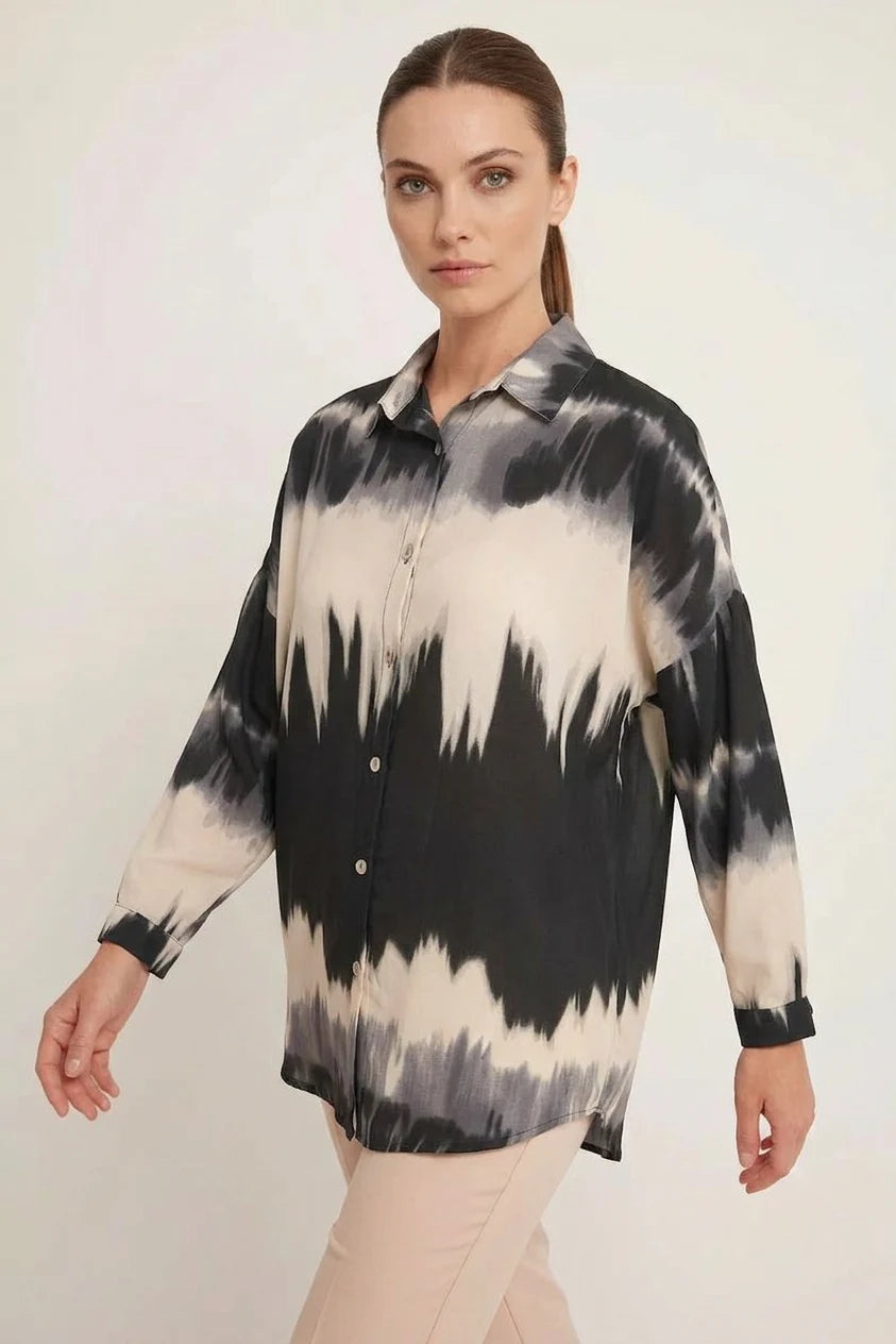 Kadın Oversize Desenli Gömlek