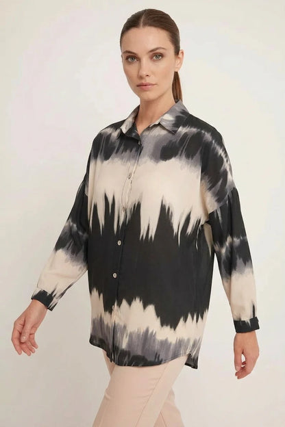 Kadın Oversize Desenli Gömlek
