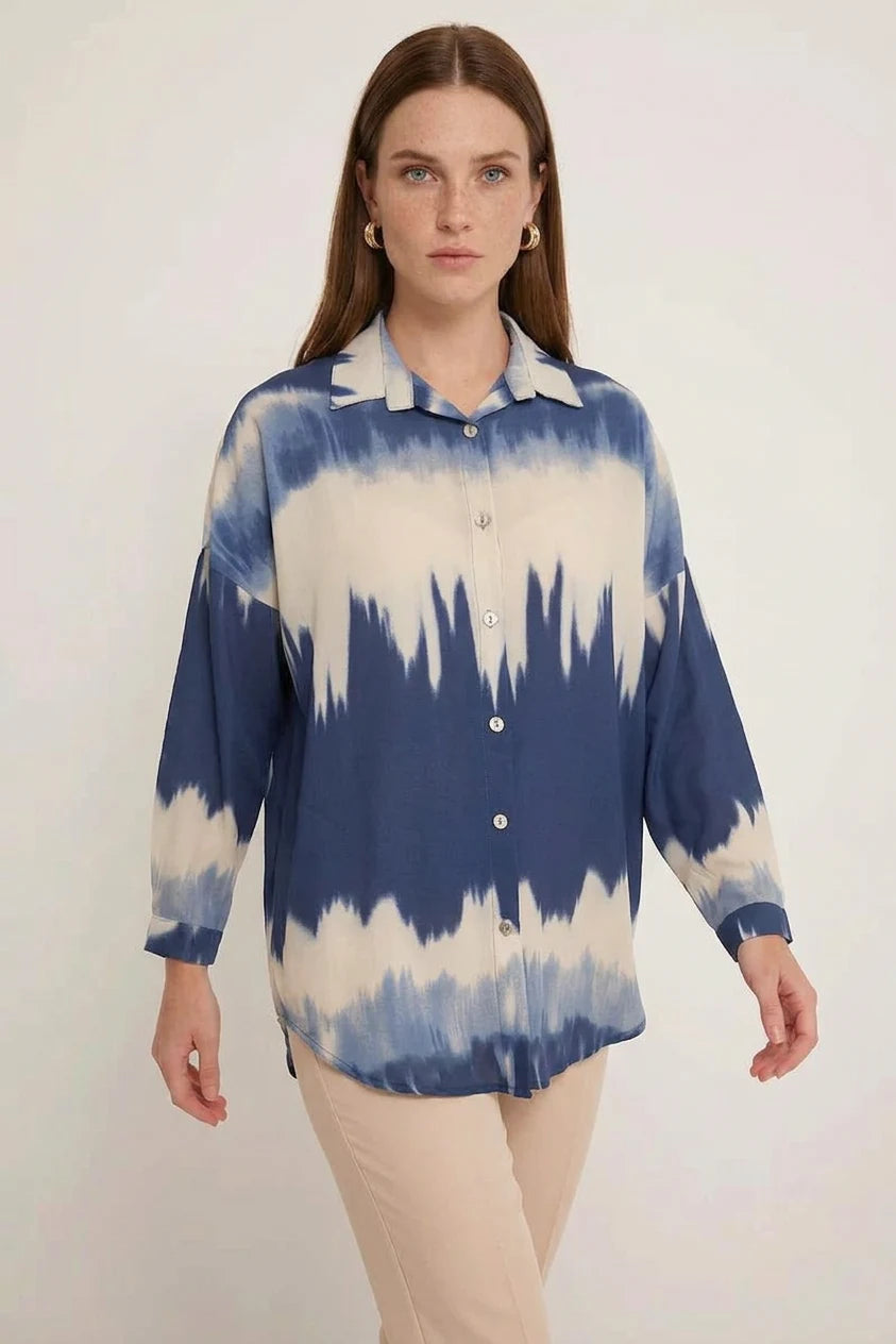 Kadın Oversize Desenli Gömlek