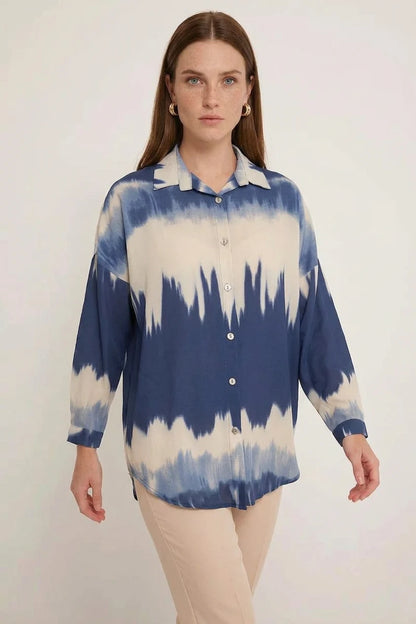 Kadın Oversize Desenli Gömlek