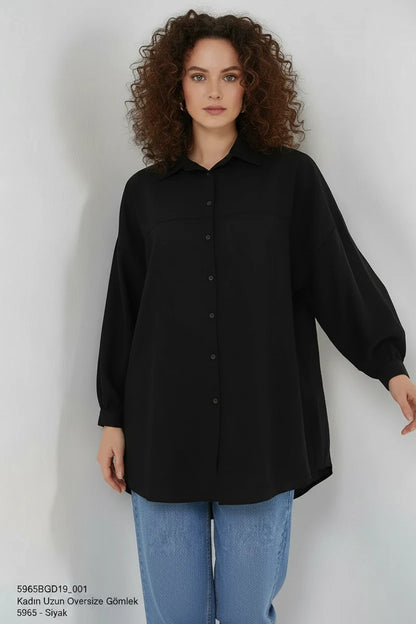 Kadın Oversize Kesim Viskon Gömlek