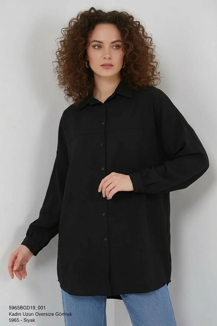 Kadın Oversize Kesim Viskon Gömlek