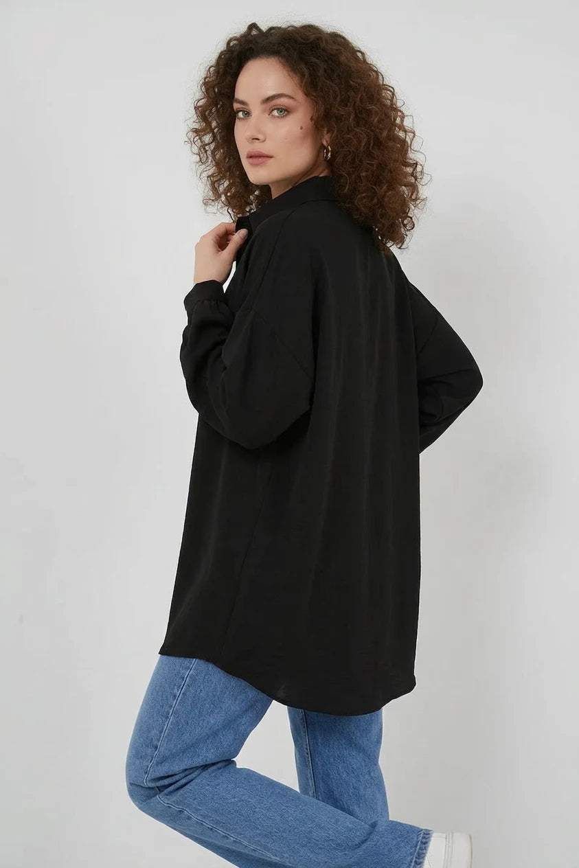 Kadın Oversize Kesim Viskon Gömlek