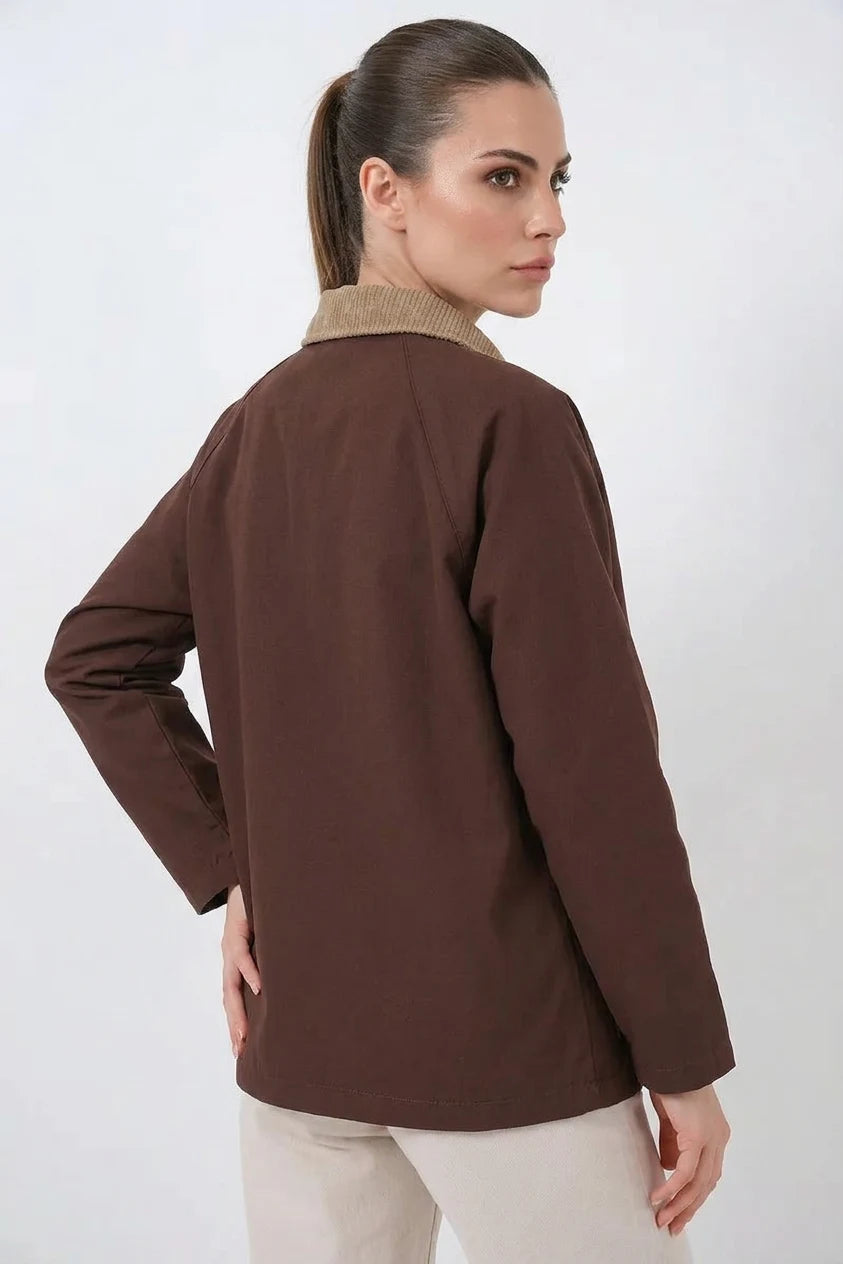 Kadın Klasik Yaka Cep Detaylı Oversize Ceket