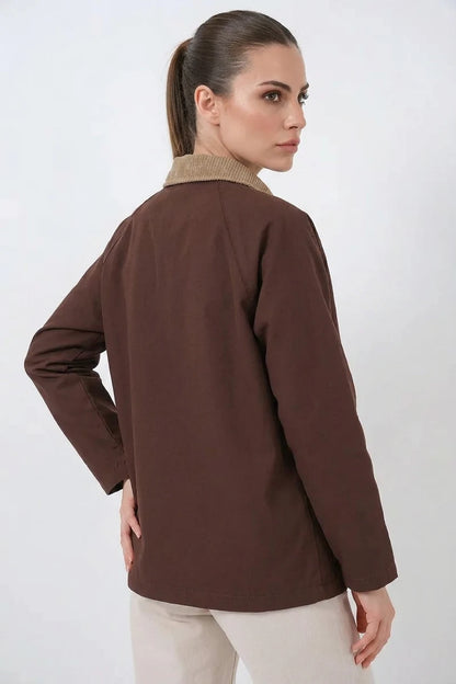 Kadın Klasik Yaka Cep Detaylı Oversize Ceket