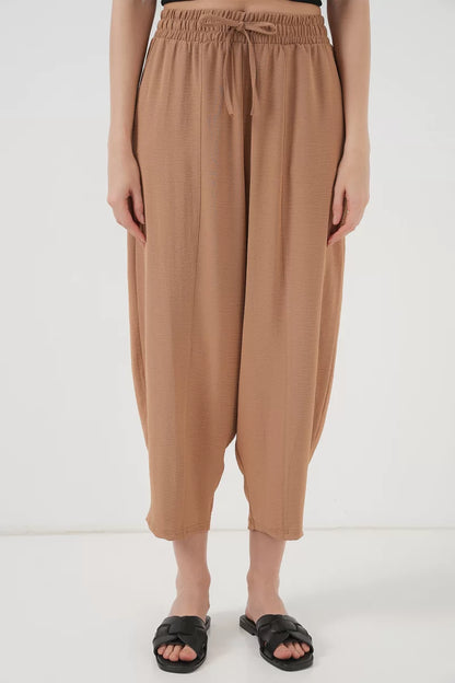 Kadın Yüksek Bel Keten Pantolon