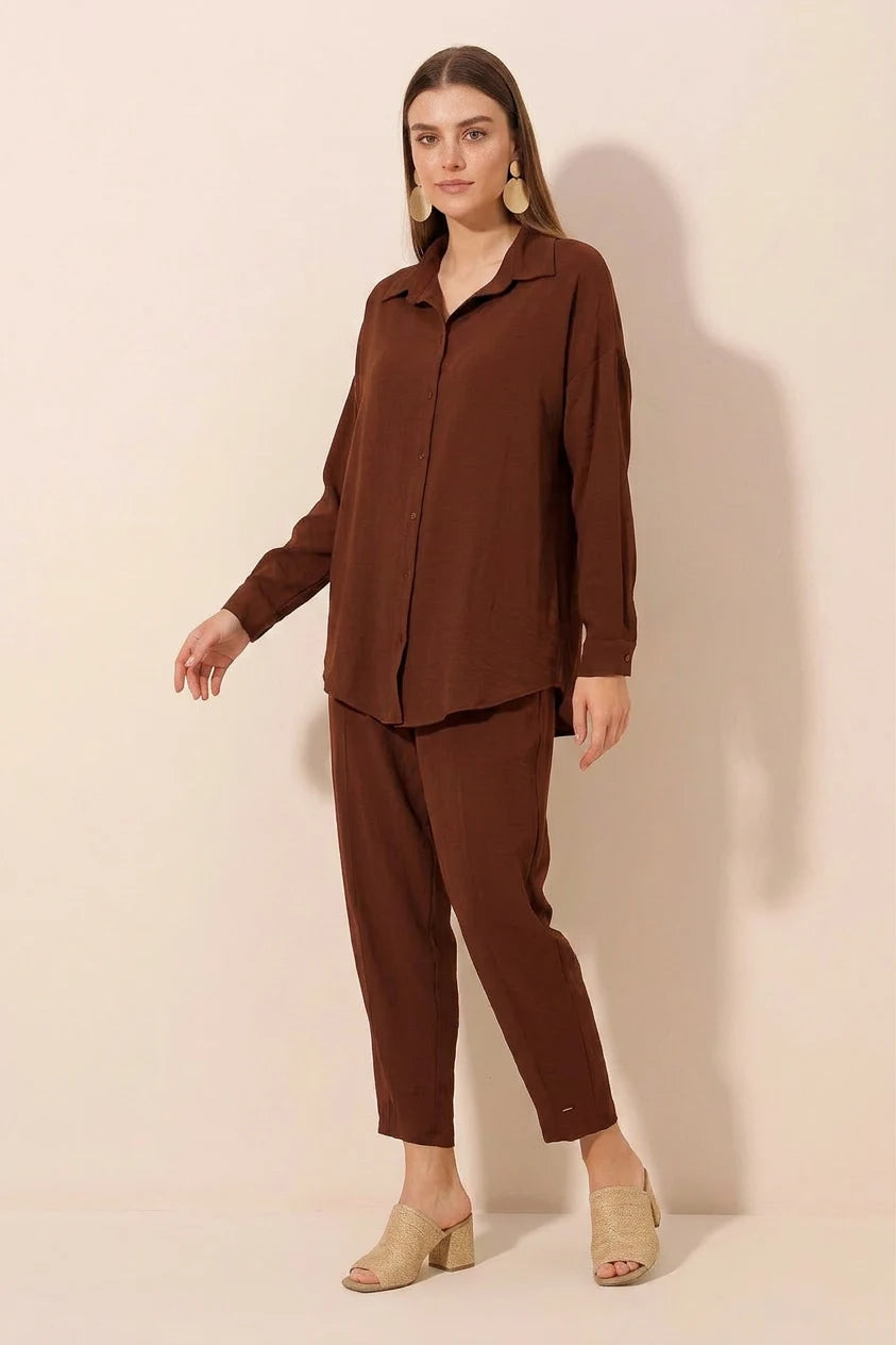 Kadın Gömlek Yaka Oversize İkili Takım – Renk Seçenekleri 1