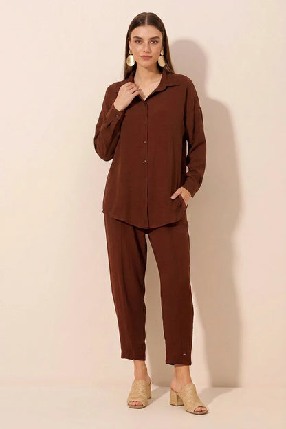Kadın Gömlek Yaka Oversize İkili Takım – Renk Seçenekleri 1