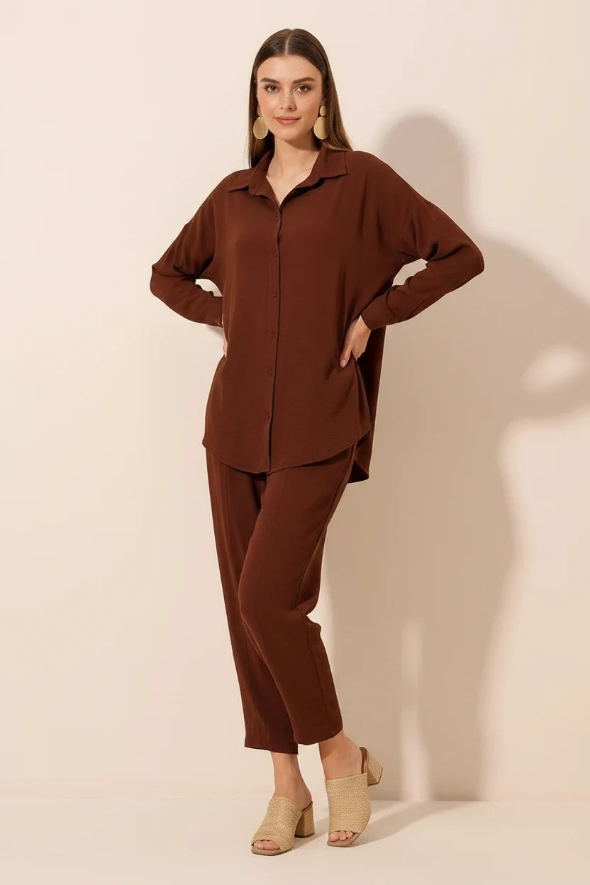 Kadın Gömlek Yaka Oversize İkili Takım – Renk Seçenekleri 1