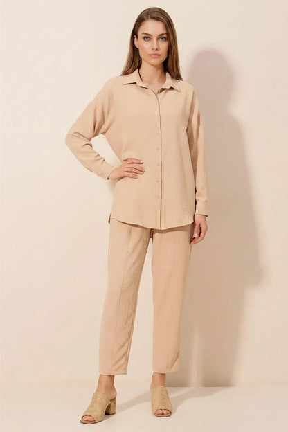 Kadın Gömlek Yaka Oversize İkili Takım – Renk Seçenekleri 1