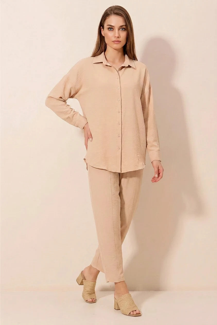 Kadın Gömlek Yaka Oversize İkili Takım – Renk Seçenekleri 1