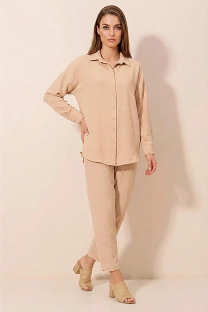 Kadın Gömlek Yaka Oversize İkili Takım – Renk Seçenekleri 1
