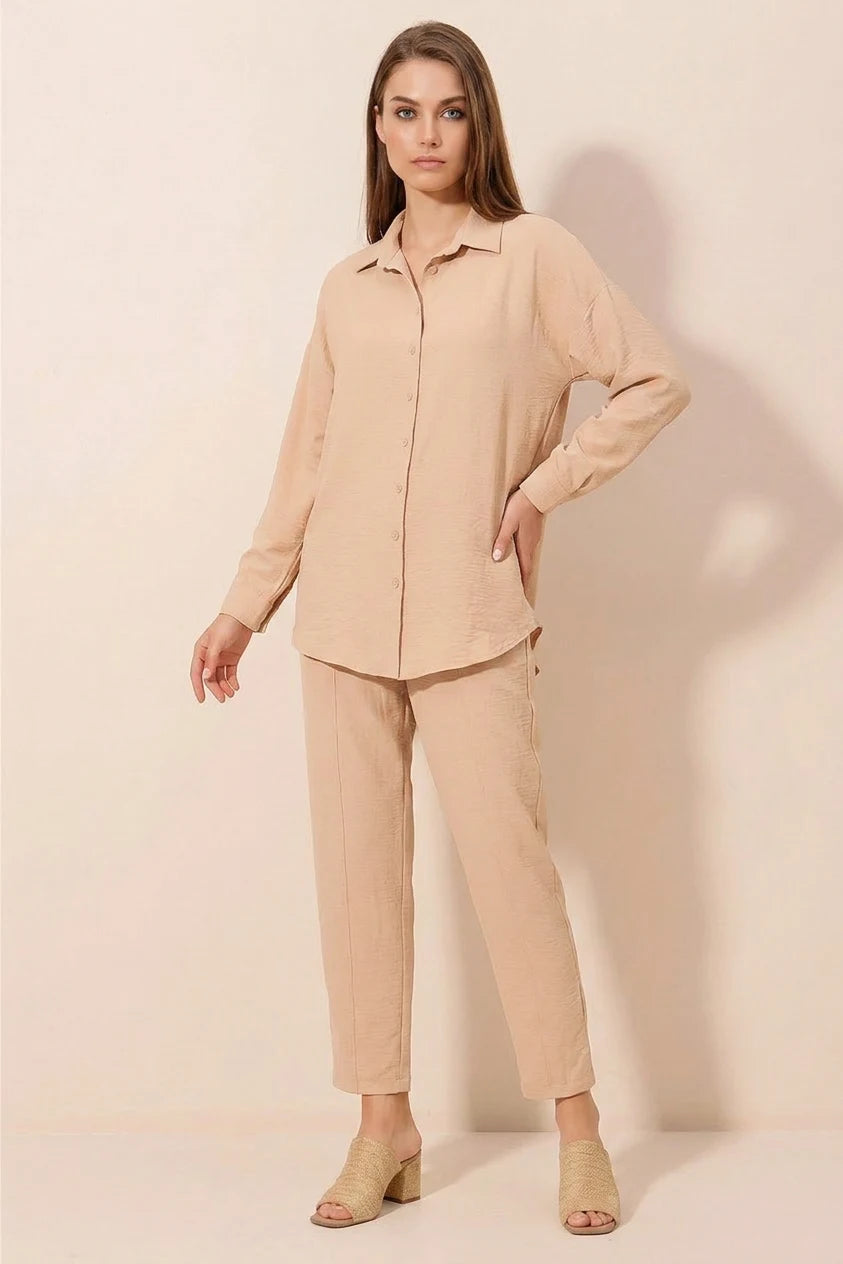 Kadın Gömlek Yaka Oversize İkili Takım – Renk Seçenekleri 1