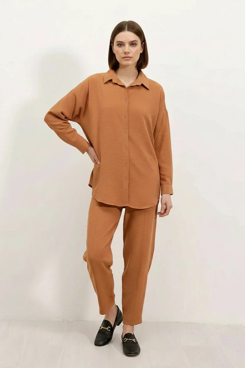 Kadın Gömlek Yaka Oversize İkili Takım – Renk Seçenekleri 1