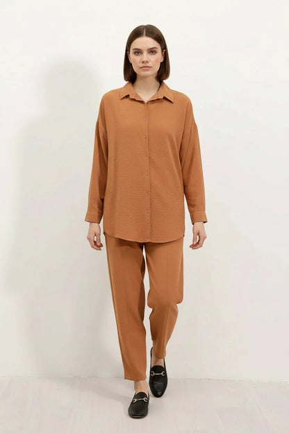 Kadın Gömlek Yaka Oversize İkili Takım – Renk Seçenekleri 1