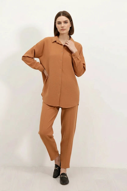 Kadın Gömlek Yaka Oversize İkili Takım – Renk Seçenekleri 1
