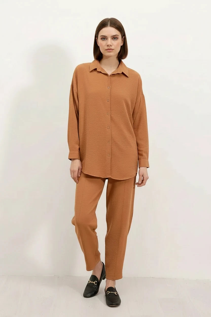 Kadın Gömlek Yaka Oversize İkili Takım – Renk Seçenekleri 1