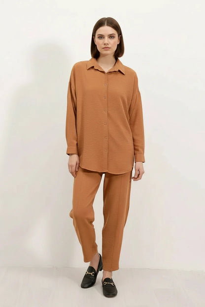 Kadın Gömlek Yaka Oversize İkili Takım – Renk Seçenekleri 1