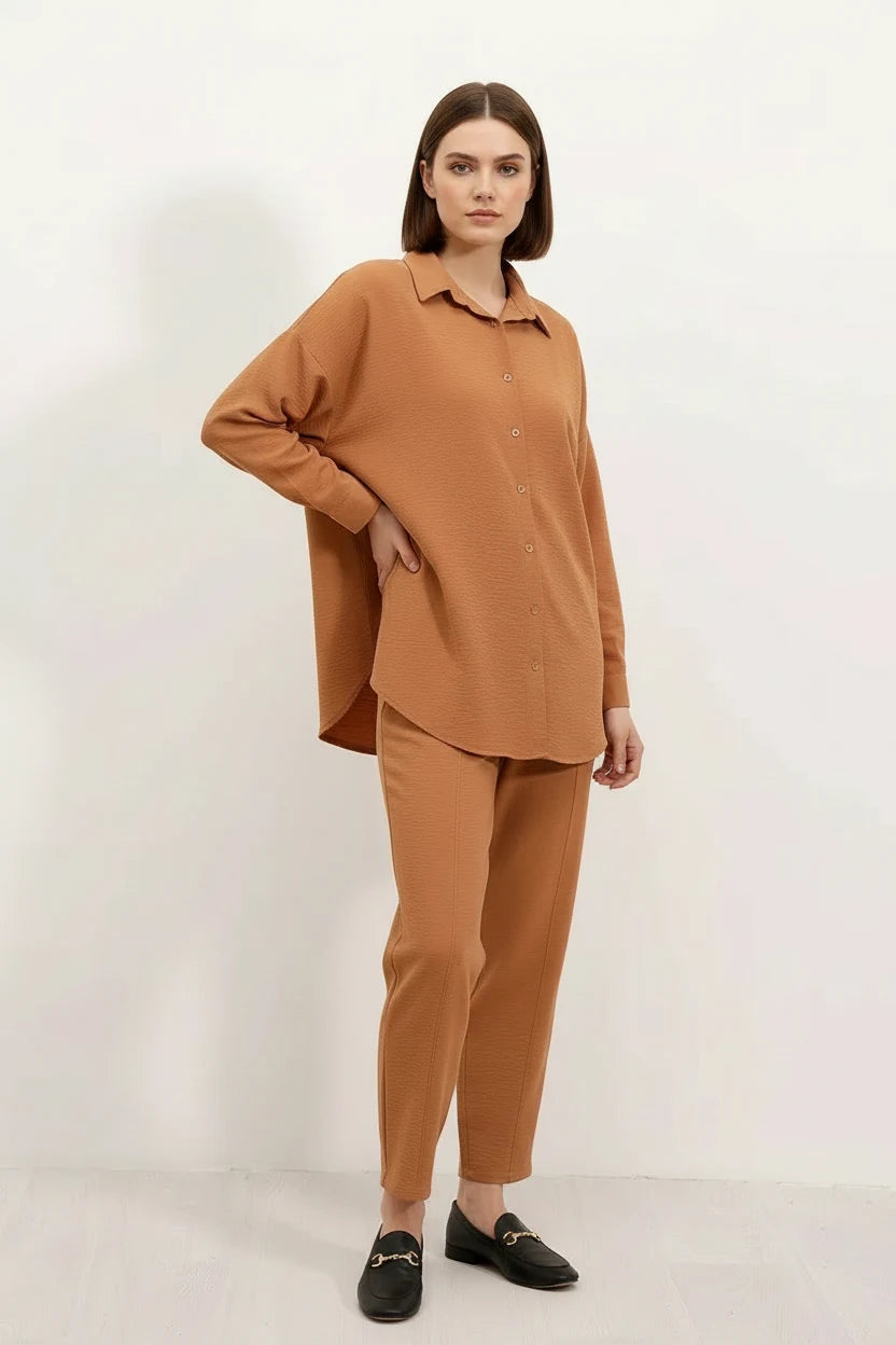 Kadın Gömlek Yaka Oversize İkili Takım – Renk Seçenekleri 1