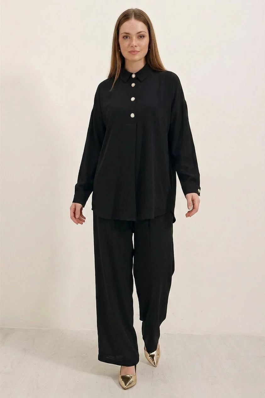 Kadın Düğmeli Oversize Takım
