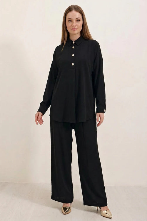 Kadın Düğmeli Oversize Takım