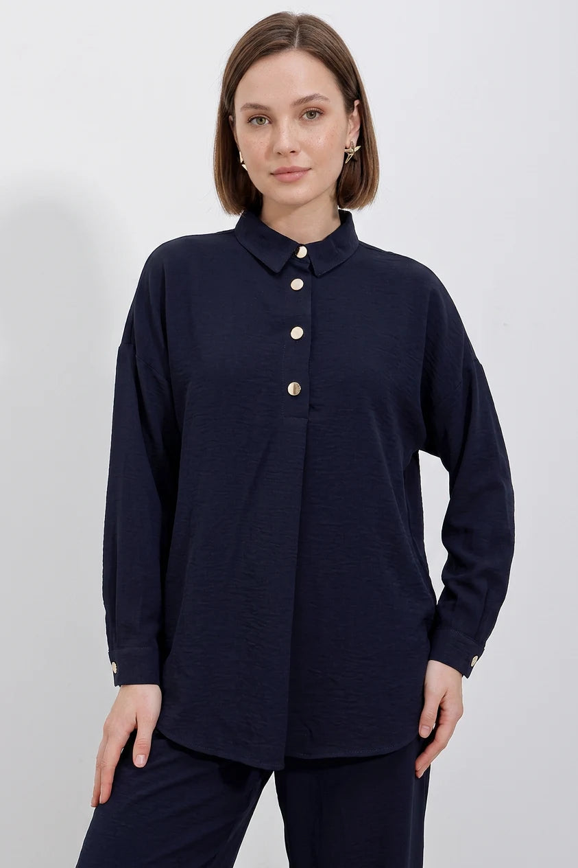 Kadın Düğmeli Oversize Takım