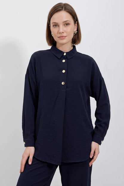 Kadın Düğmeli Oversize Takım
