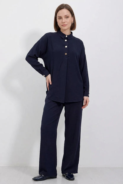 Kadın Düğmeli Oversize Takım