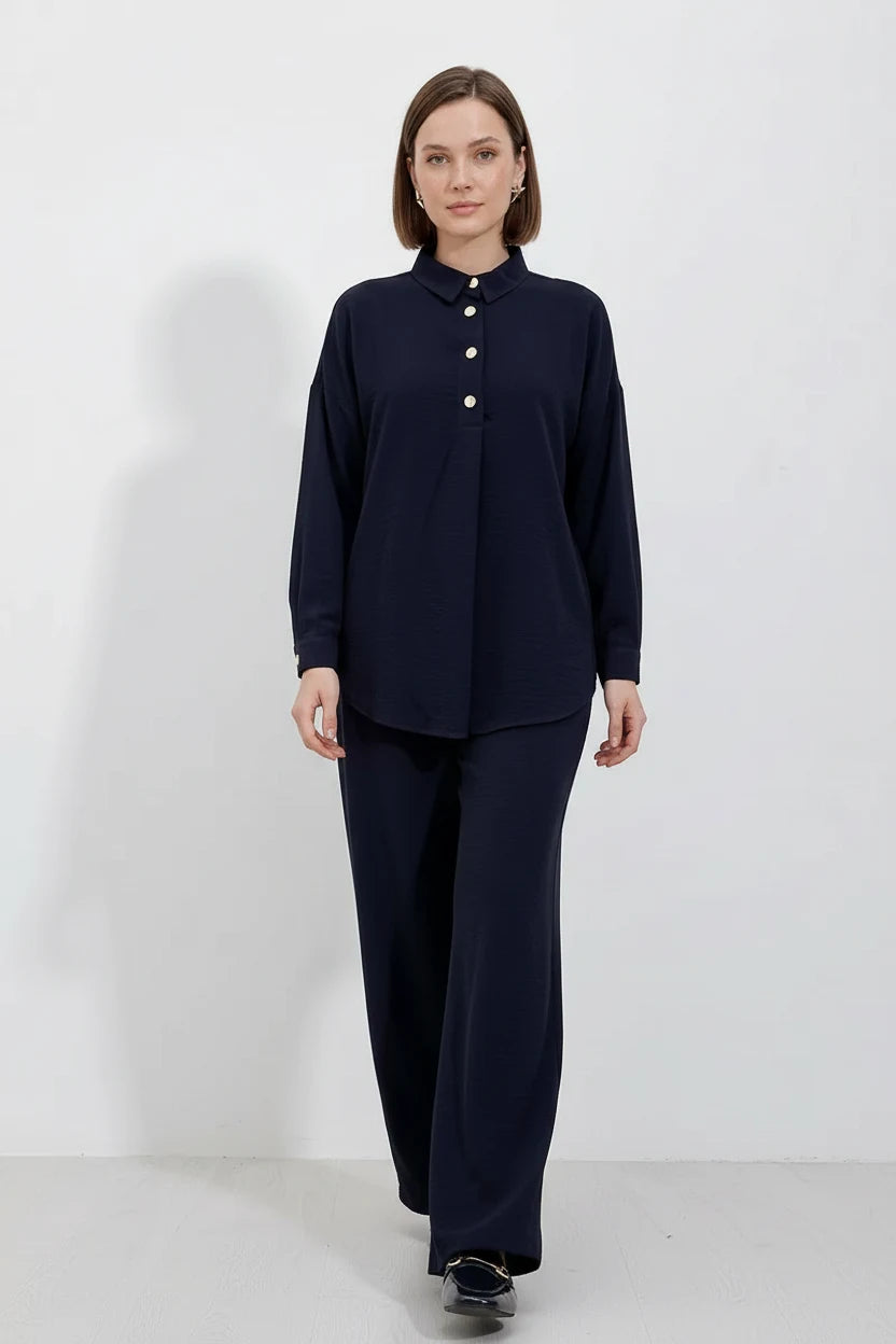 Kadın Düğmeli Oversize Takım
