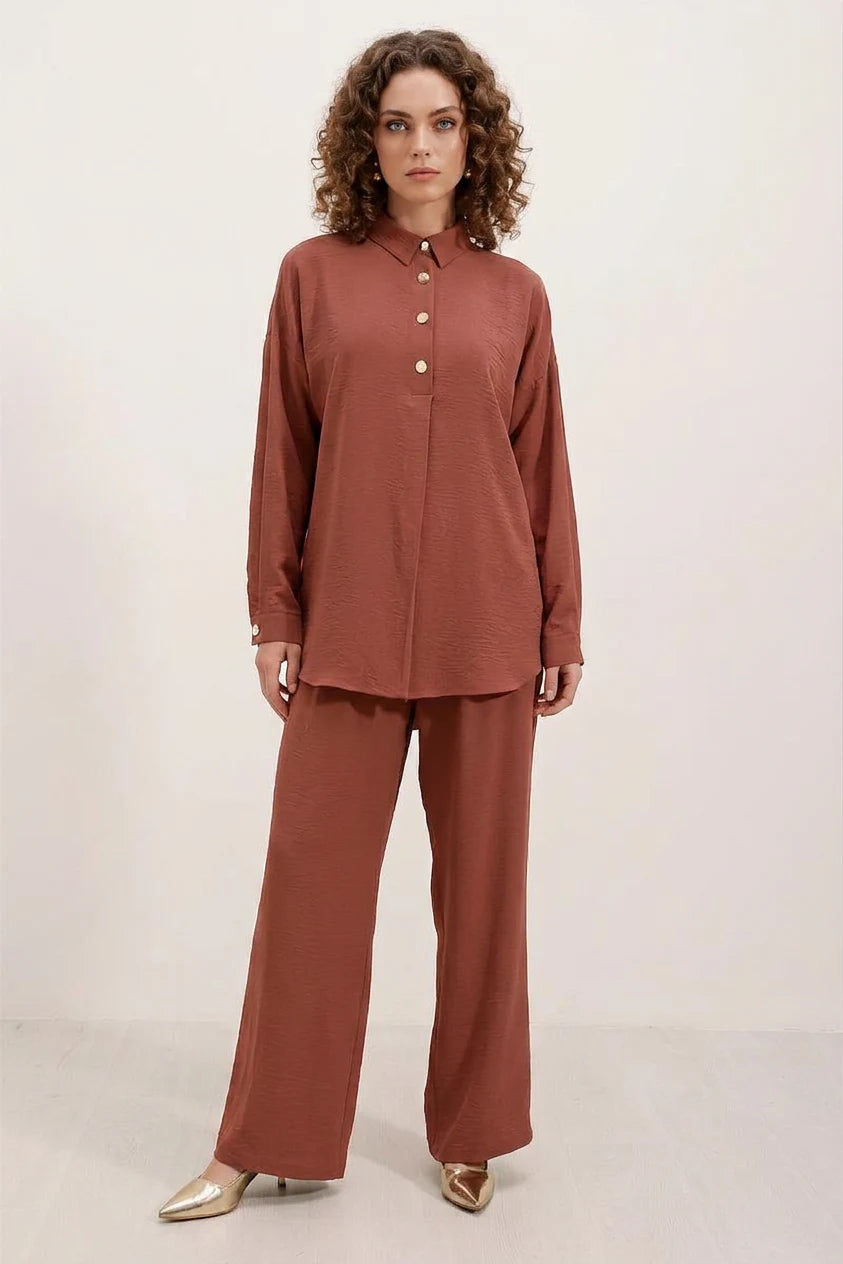 Kadın Düğmeli Oversize Takım