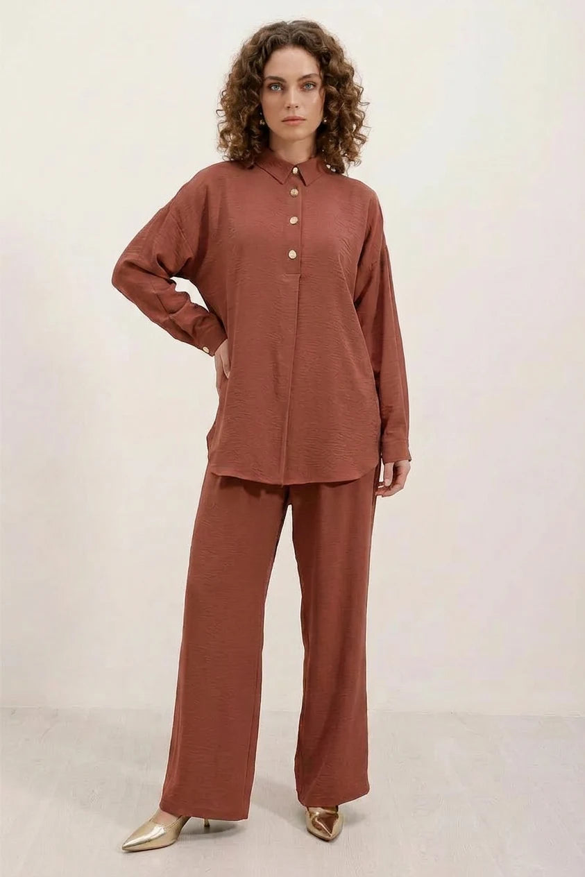 Kadın Düğmeli Oversize Takım