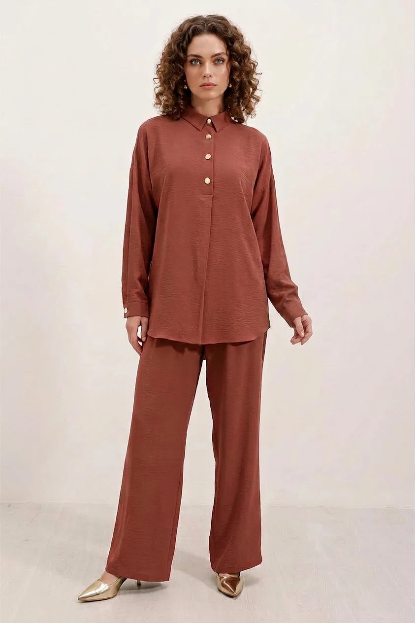 Kadın Düğmeli Oversize Takım