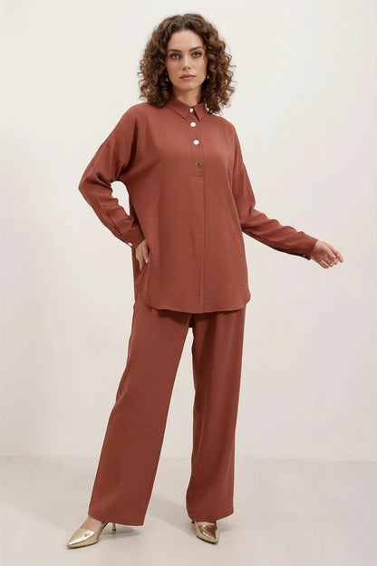 Kadın Düğmeli Oversize Takım