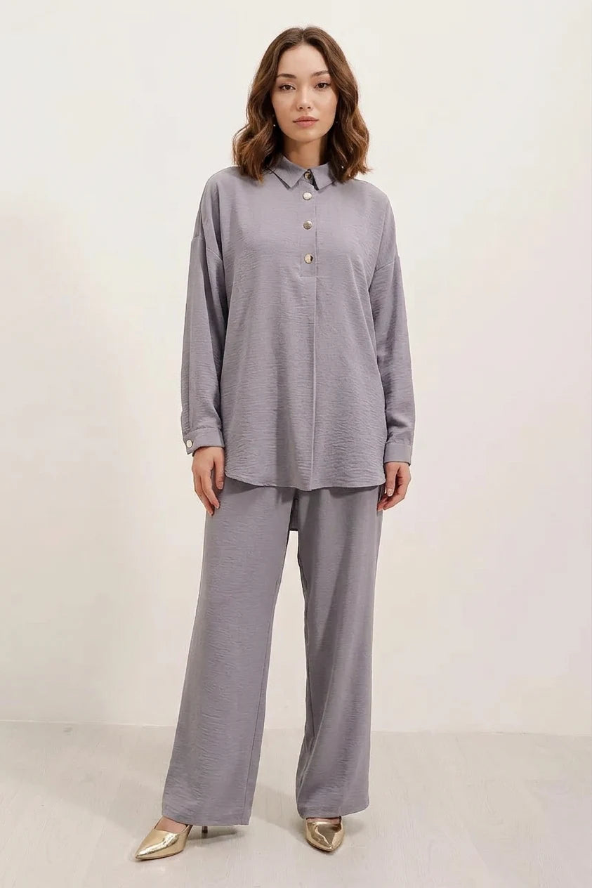 Kadın Düğmeli Oversize Takım