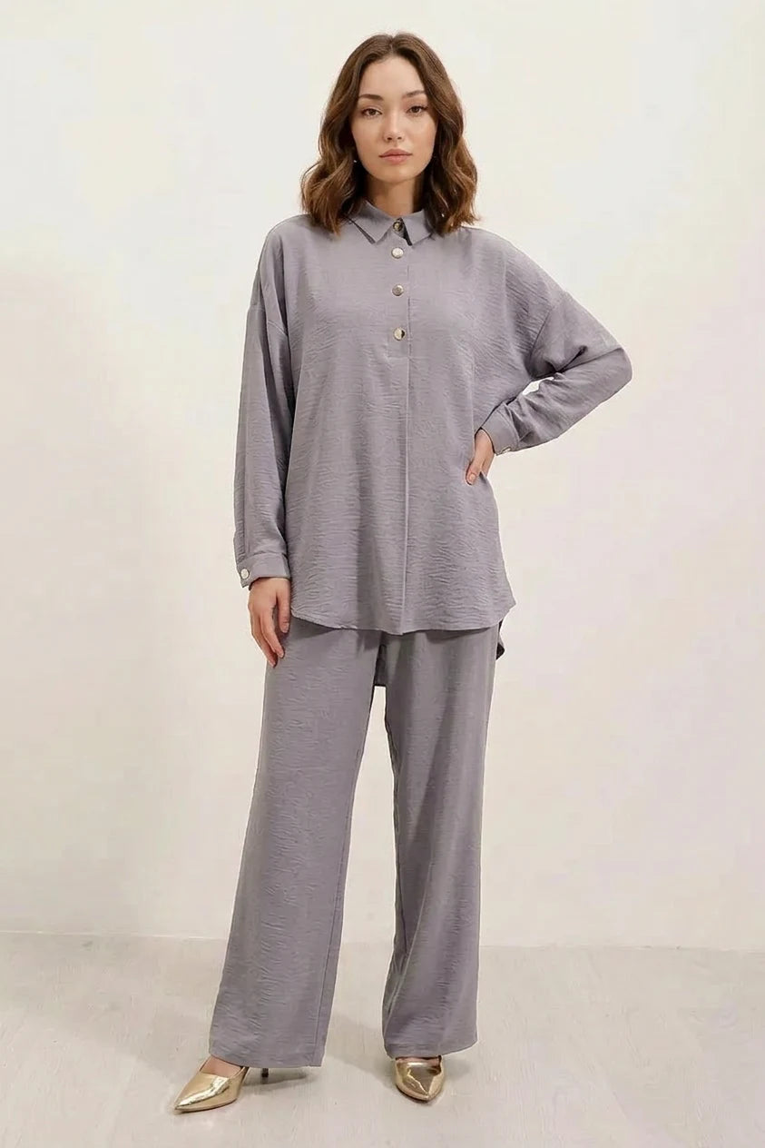 Kadın Düğmeli Oversize Takım