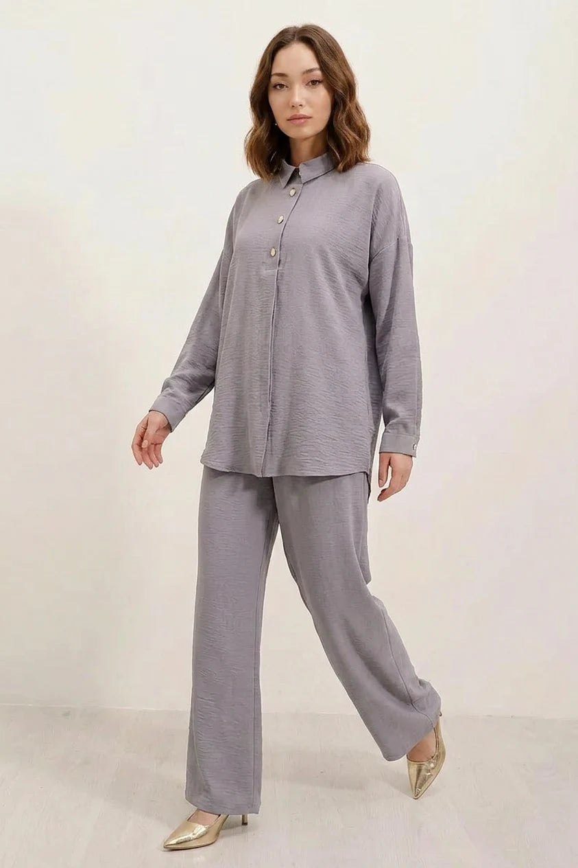 Kadın Düğmeli Oversize Takım
