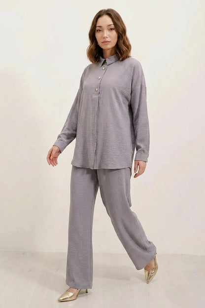 Kadın Düğmeli Oversize Takım
