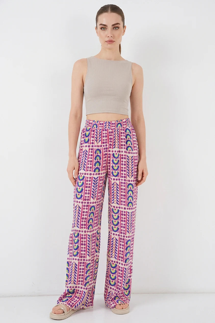 Kadın Desenli Viskon Pantolon