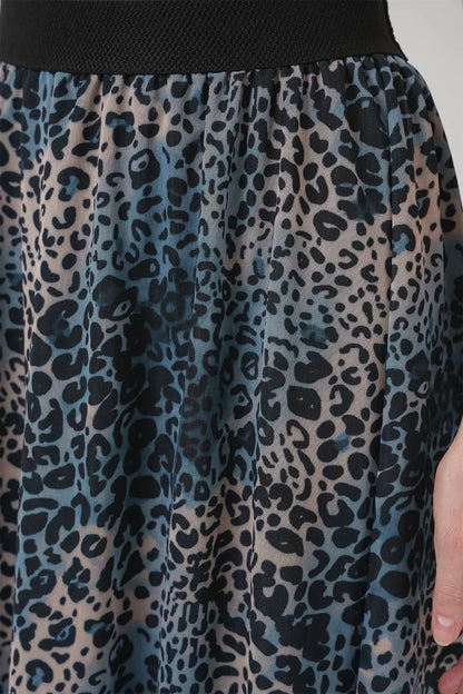 Kadın Leopar Desenli Şifon Etek
