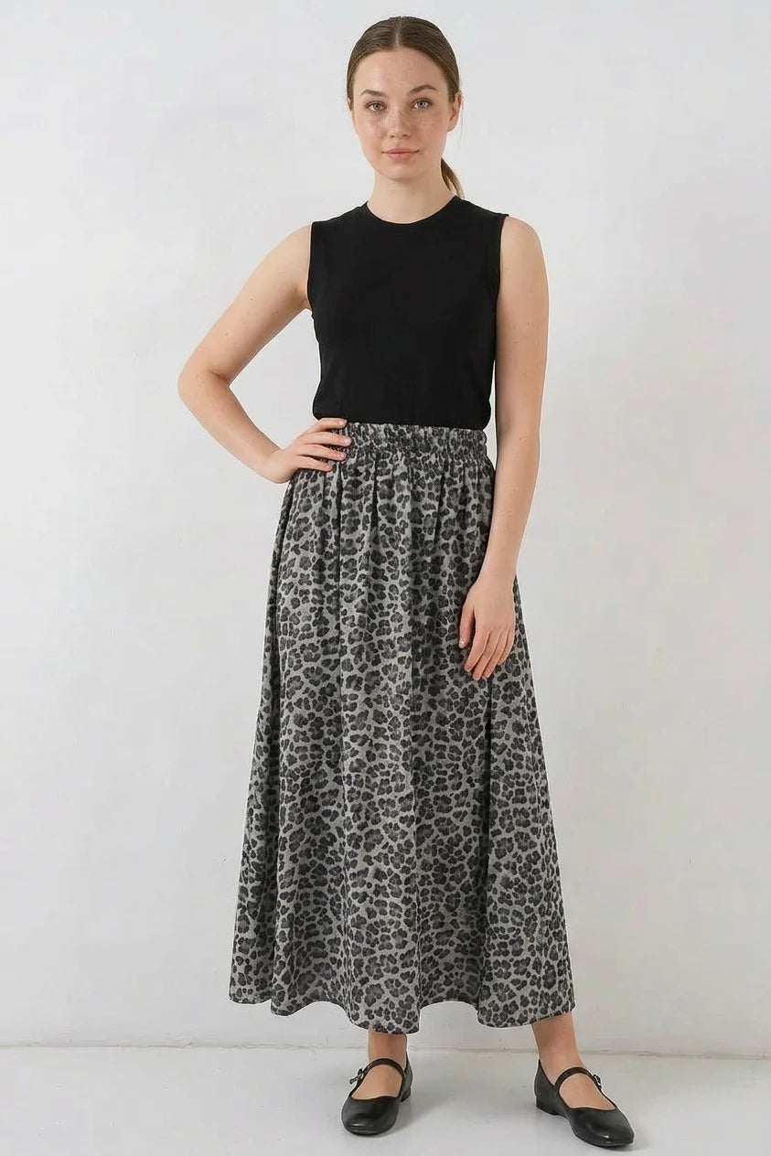 Kadın Leopar Desenli Etek