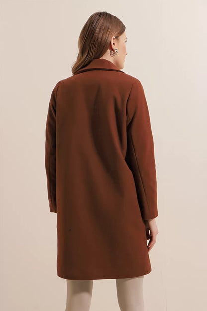 Kadın Klasik Yaka Pamuklu Kaban