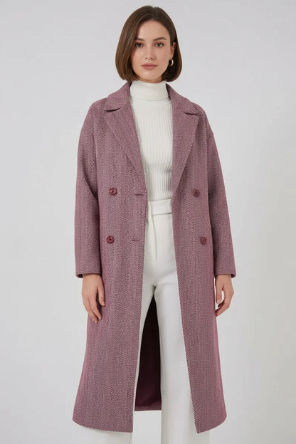 Kadın Klasik Yaka Geniş Kesim Oversize Kaşe Kaban