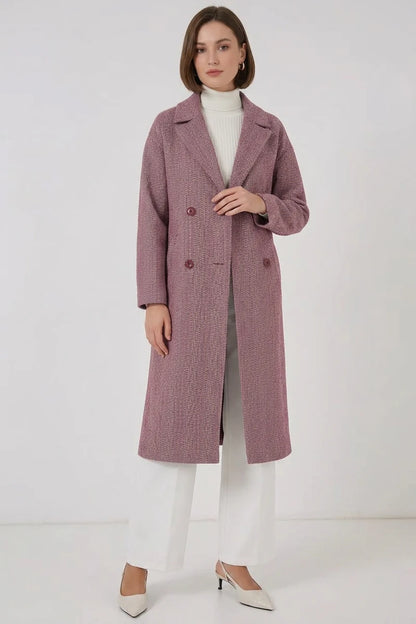 Kadın Klasik Yaka Geniş Kesim Oversize Kaşe Kaban