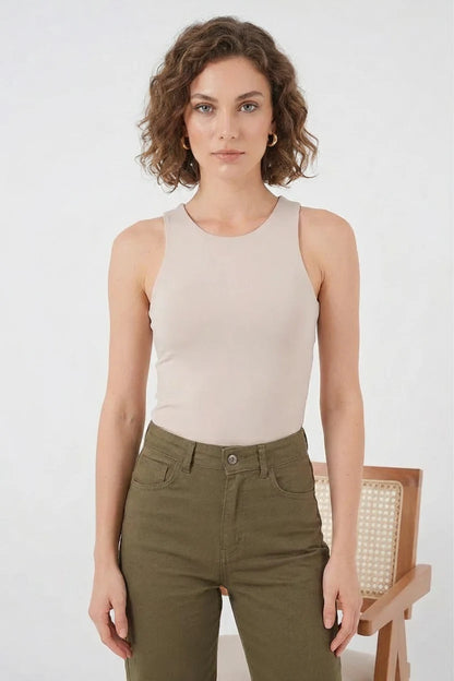 Kadın Halter Yaka Bej Body