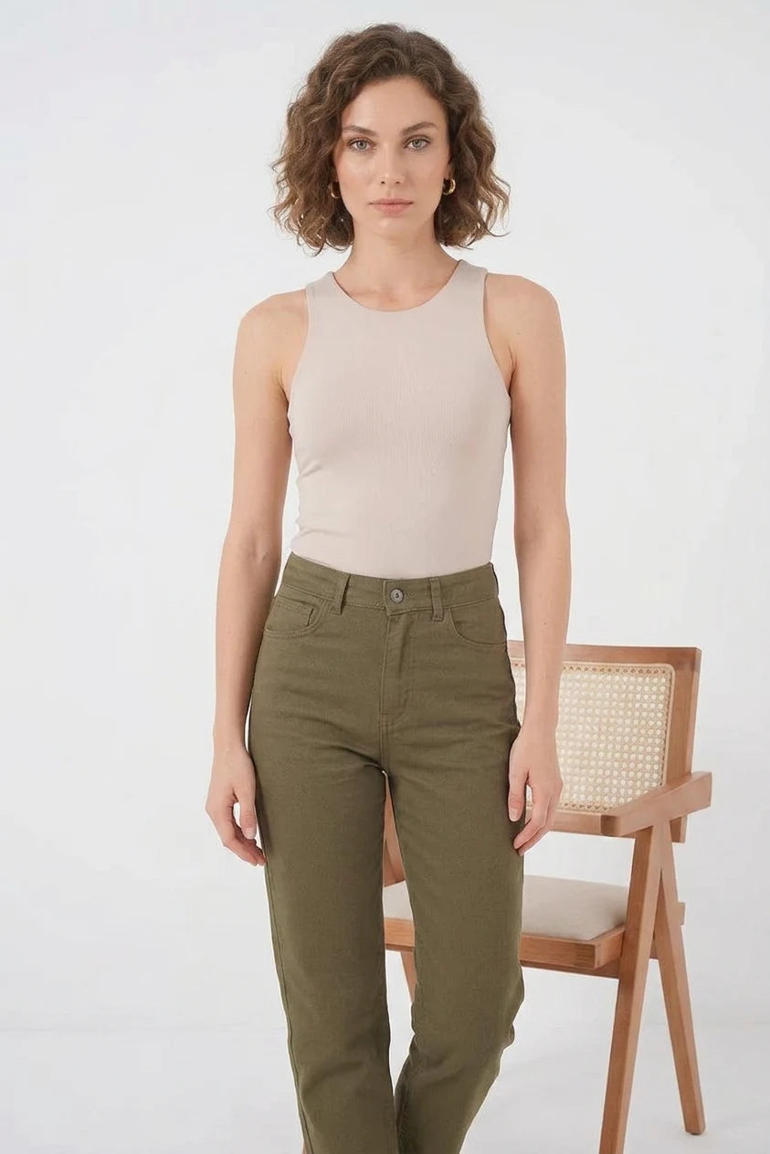 Kadın Halter Yaka Bej Body