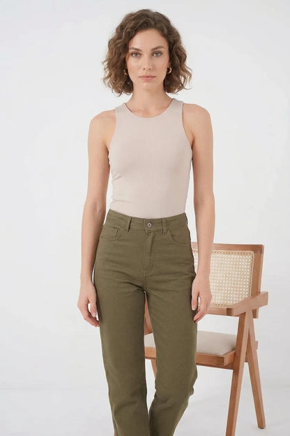 Kadın Halter Yaka Bej Body
